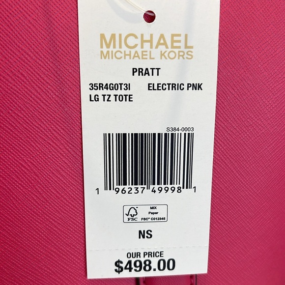 MICHAEL KORS 
Pratt Large Tote Shoulder Bag
COLOR ELECTRIC PINK 
NWT - Picture 7 of 16